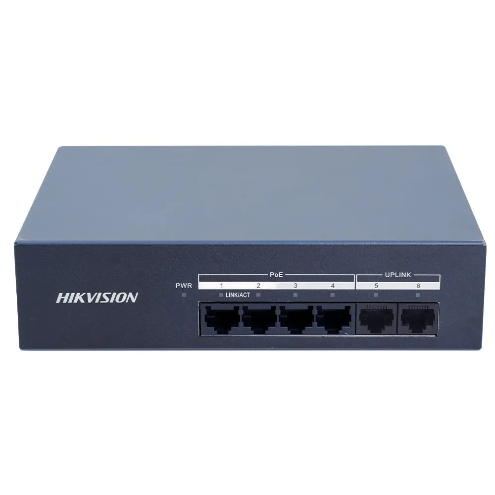 Hikvision DS-XS06G-P 4-Port PoE 10/100/1000Mbps, 2 Uplink 10/100/1000