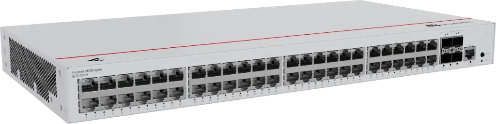 Huawei ekitEngine S220-48P4X 48-Port 10/100/1000 PoE+ Switch, 4-Uplink 10GE SFP
