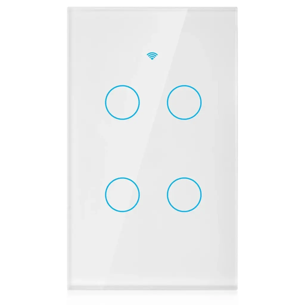 Tuya 4 Gang Smart Light Switch, White, Wi-Fi