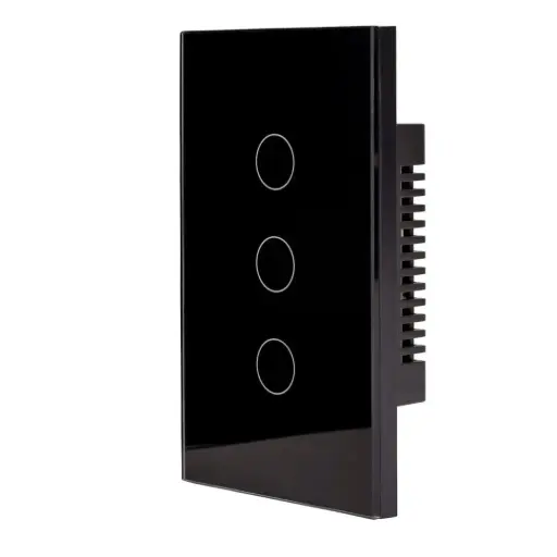 [3-gang(black)] Tuya 3 Gang Smart Light Switch, Black, Wi-Fi